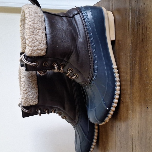 Dark Brown and Navy Duck Boots Size 6 - Picture 4 of 8